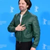 Sebastian Stan Green Bomber Top Leather Jacket