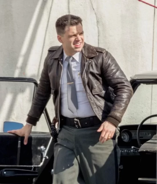 Sebastian Stan The Devil All the Time Brown Bomber Best Leather Jacket