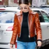 Selena Classic Cropped Brown Geniune Leather Jacket
