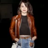 Selena Classic Cropped Brown Prenium Leather Jacket
