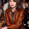 Selena Classic Cropped Brown Real Leather Jacket