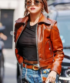 Selena Classic Cropped Brown Womens Leather Jacket
