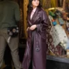 Selena Gomez Burgundy Coat