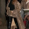 Selena Gomez Snake Pattern Real Leather Coat