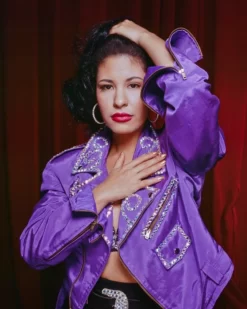 Selena Quintanilla Biker Purple Vegan Leather Jacket