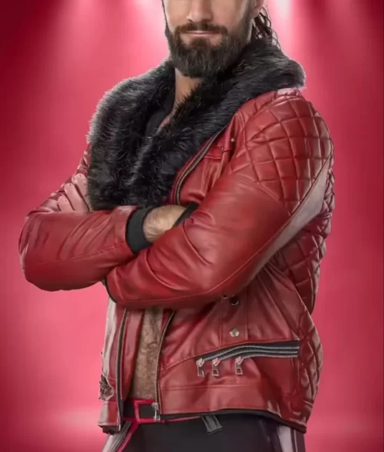 Seth Rollins Red Real Leather Jacket