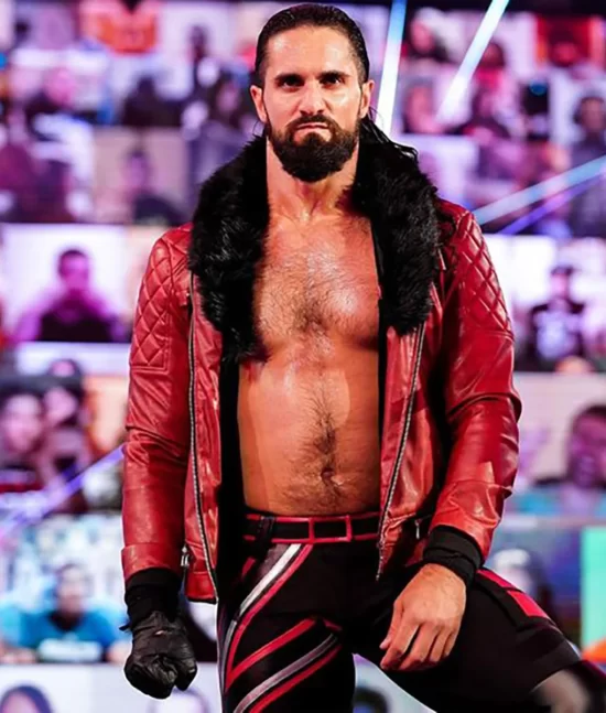 Seth Rollins Red Top Leather Jacket