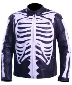Skeleton Print Cafe Racer Jacket