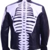 Skeleton Print Cafe Racer Real Leather Jacket