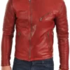 Slim Fit Red Biker Leather Jacket