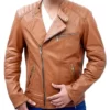 Slim Tan Biker Leather Jacket