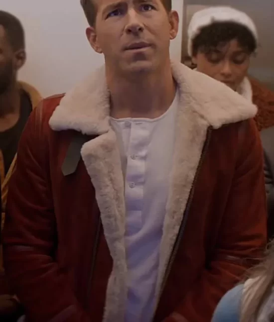Spirited Ryan Reynolds Santa Red Geniune Leather jackets