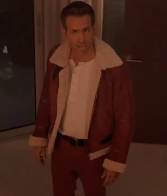 Spirited Ryan Reynolds Santa Red Luxury Leather jackets