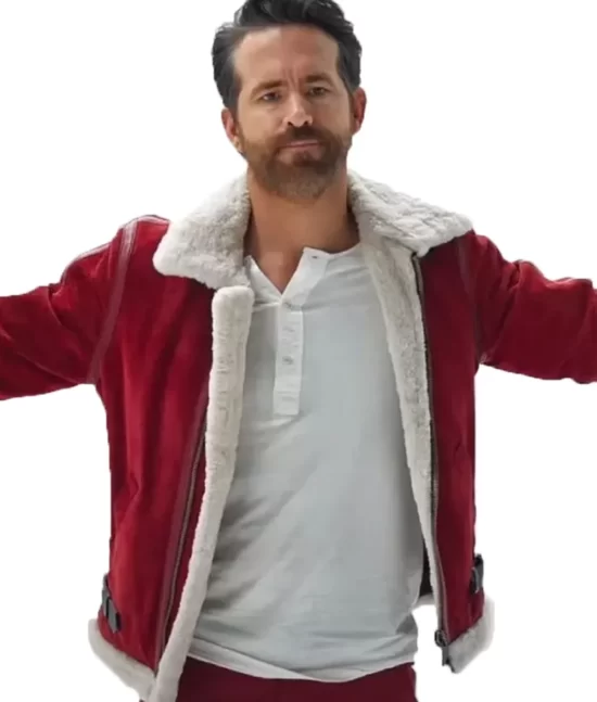 Spirited Ryan Reynolds Santa Red Luxury Pure Leather jackets