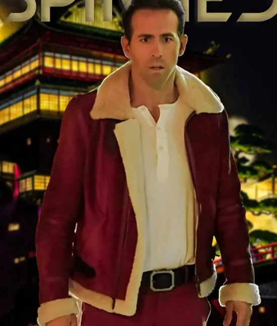 Spirited Ryan Reynolds Santa Red Luxury Real Leather jackets