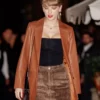 Taylor Swift Brown Real Leather Blazer