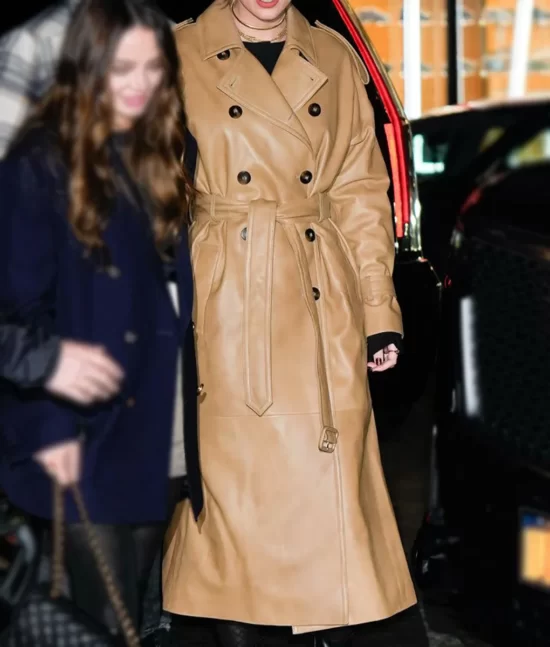 Taylor Swift Zero Bond Brown Top Leather Coat