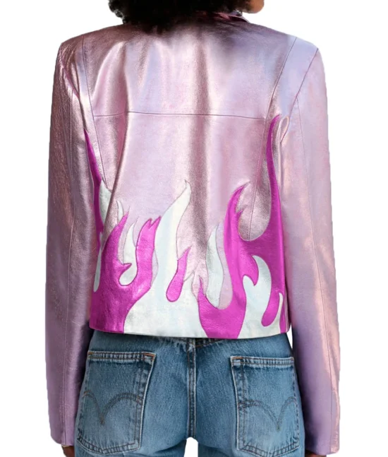 Taylor Tomlinson Have It All Pink Leather Jacket Back