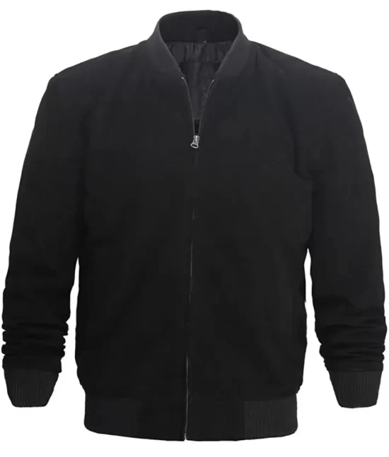 Teo Men’s Black Suede Bomber Leather Jacket