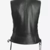 Teresa Women's Black Leather Biker Leather Vest Back