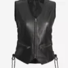 Teresa Women's Black Leather Biker Top Leather Vest