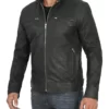 Terry Men’s Black Classic Cafe Racer Leather Jacket