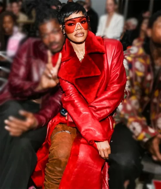 Teyana Taylor Red Leather Coat