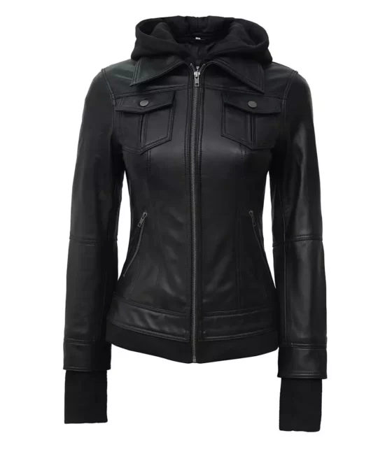 The Céleste Women's Black Bomber Genine Leather Jackets