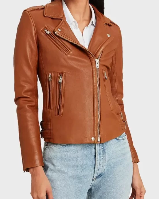 The Equalizer S02 Mel Melody Bayani Brown Biker Top Leather Jacket