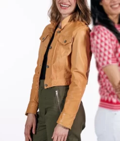 The Love Club Camille Stopps Brown Real Leather Jacket