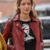 The Republic of Sarah Cooper Red Biker Leather Jacket