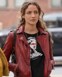 The Republic of Sarah Cooper Red Biker Leather Jacket