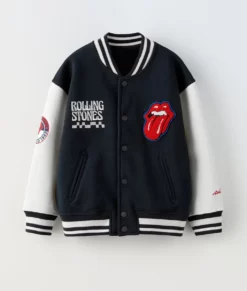 The Rolling Stones Black & White Varsity Jacket