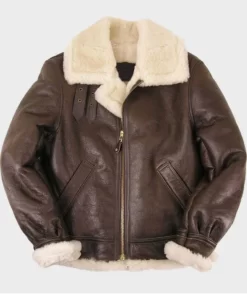 Thomas SF Shearling Sheepskin Brown Full Genuine Leather Jacket