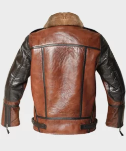Thompson SF Brown Aviator Distressed Shearling Pure Leather Jacket