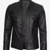 Todd Mens Hooded Limited Edition Cafe Racer Real Leather Jacket