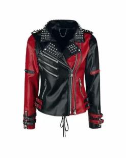 Toni Storm Best Red and Black Studded Leather Jacket