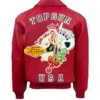 Top Gun USA Lady Lucky Red Bomber Zip Up Leather Jacket
