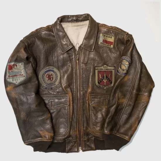 Top Gun Vintage 80s Military Flight Brown Best Leather Jacket