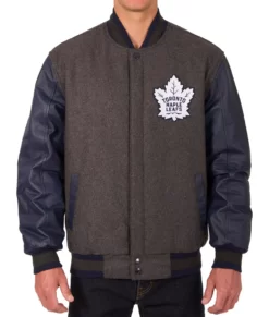 Toronto Maple Leafs Grey Bomber Jacket