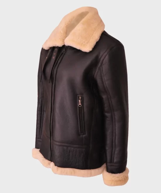 Tracy SF Brown Shearling Aviator Leather Jacket