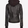Tralee Rub off Dark Brown Bomber Leather Jacket With Removable Hood BAck