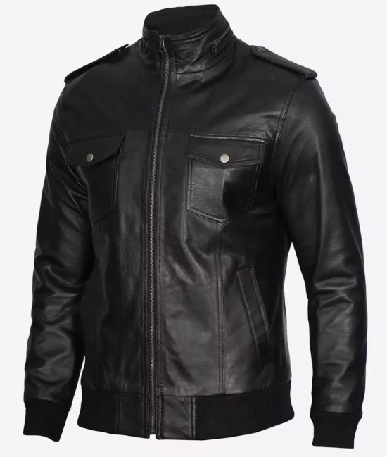 Tyler Mens Black Bomber Pure Leather Jacket