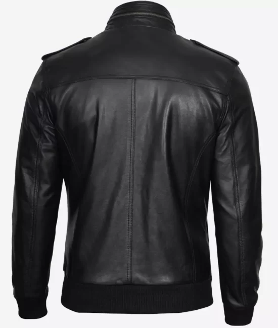 Tyler Mens Black Bomber Top Leather Jacket