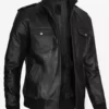 Tyler Mens Black Premium Bomber Real Leather Jacket