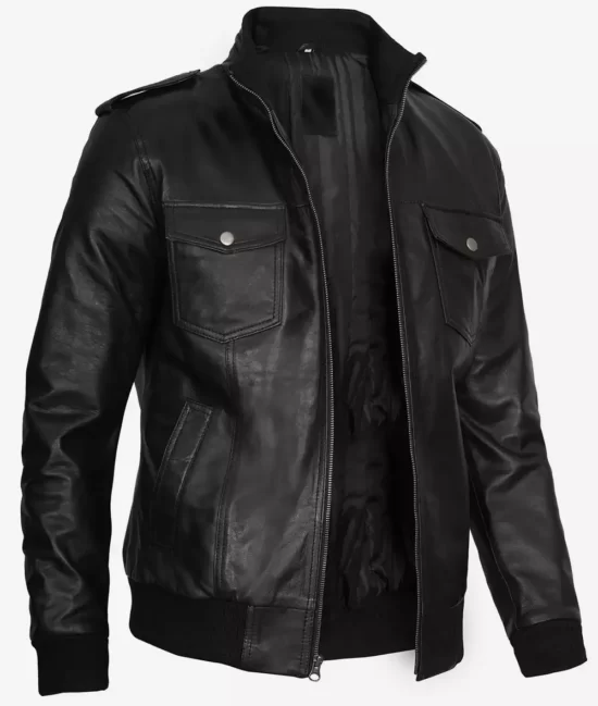 Tyler Mens Black Premium Bomber Real Leather Jacket