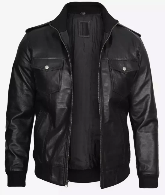 Tyler Mens Black Premium Bomber Top Leather Jacket