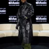 Usher Black Best Leather Belted Coat