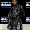 Usher Black Genuine Leather Belted Coat