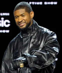 Usher Black Top Leather Belted Coat